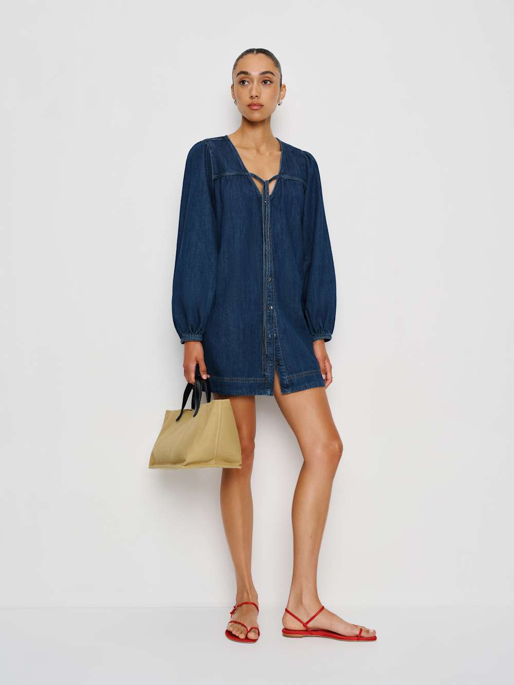 Reformation Elowen Denim Mini Dress - Ithaca