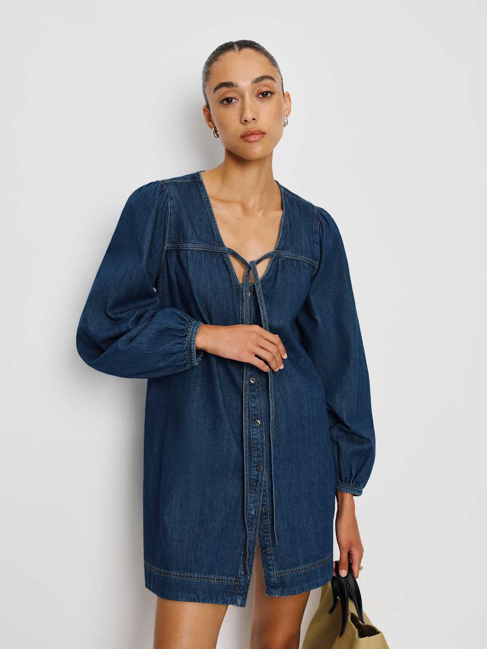 Reformation Elowen Denim Mini Dress - Ithaca