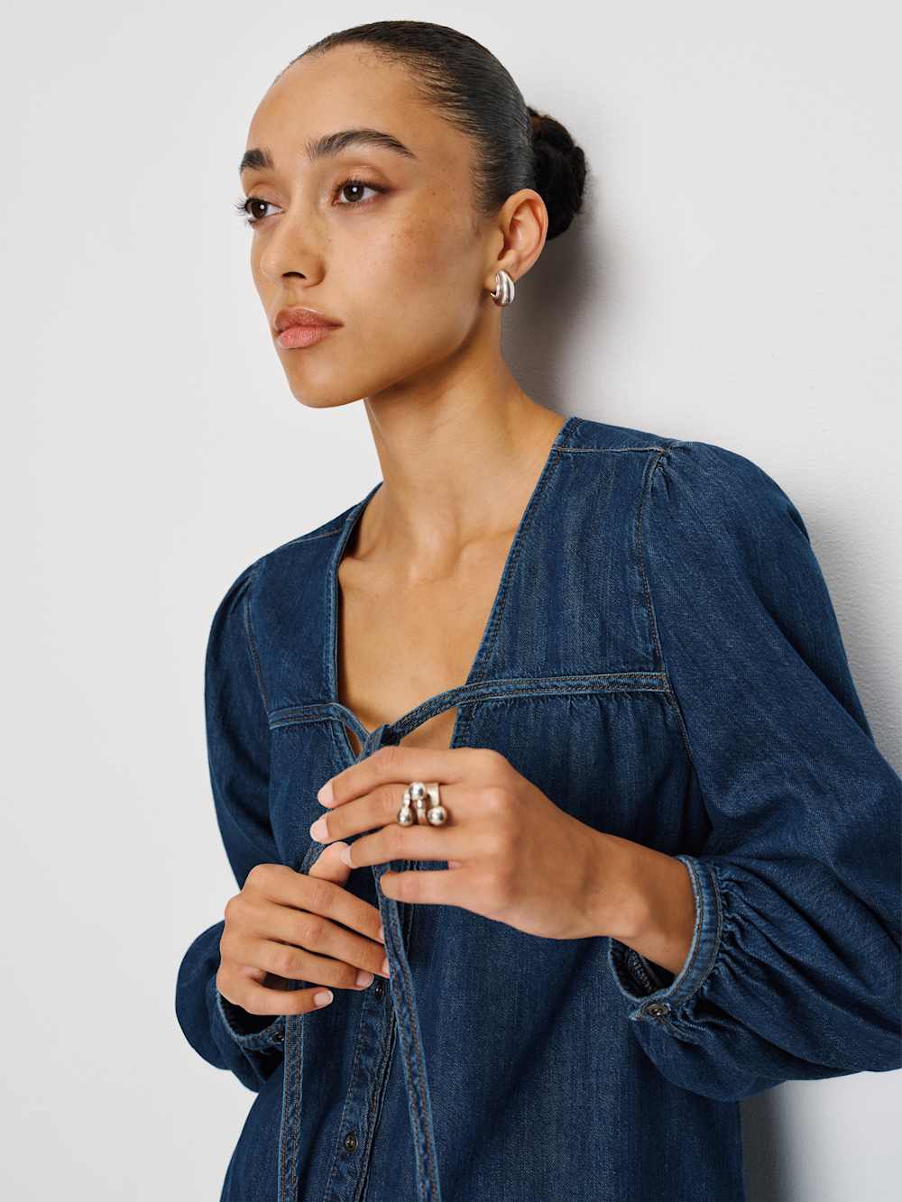 Reformation Elowen Denim Mini Dress - Ithaca