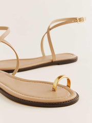 Reformation Cindy Flat Sandal - Buff Leather