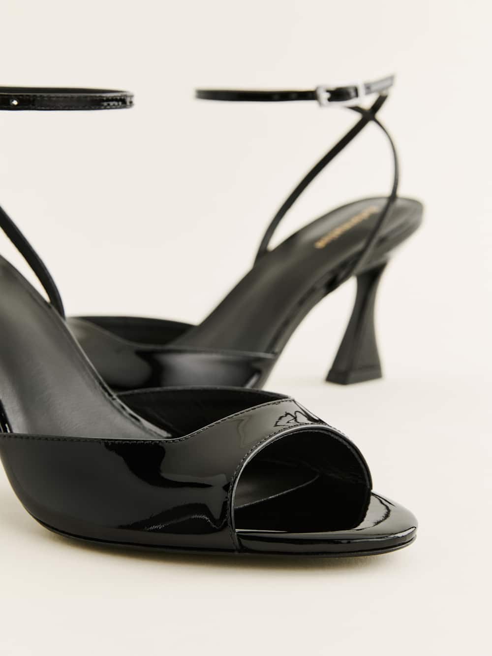 Reformation Noey Heeled Sandal - Black Patent