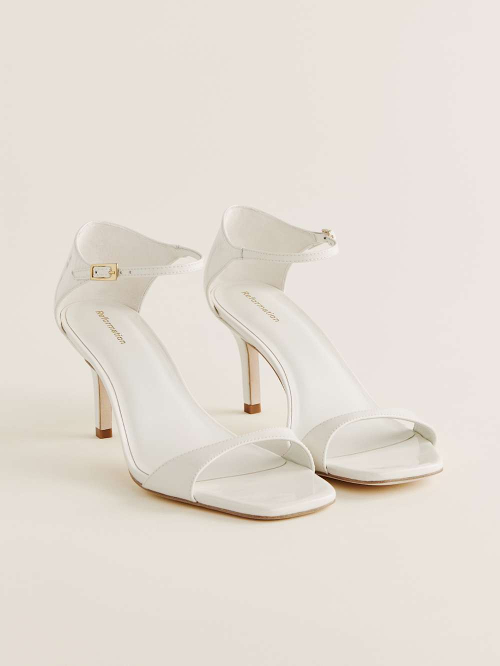 Reformation Gwen Heeled Sandal - White Patent
