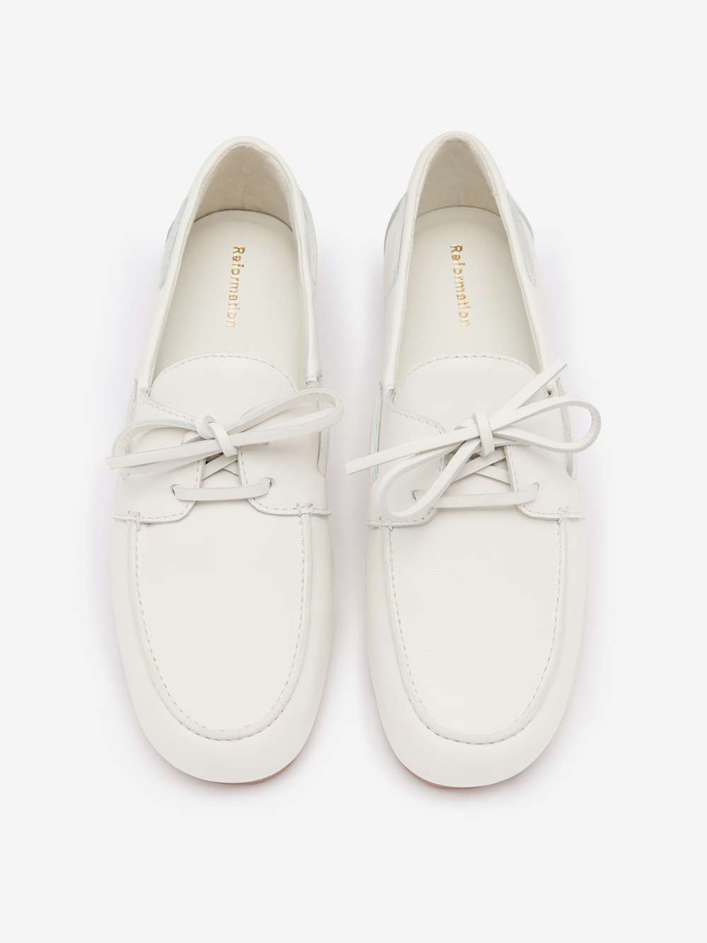 Reformation Fia Boat Loafer - White Leather