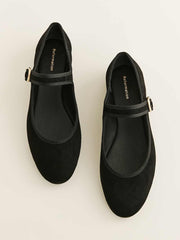 Reformation Tilly Ballet Flat - Black Suede