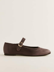 Reformation Tilly Ballet Flat - Chocolate Satin