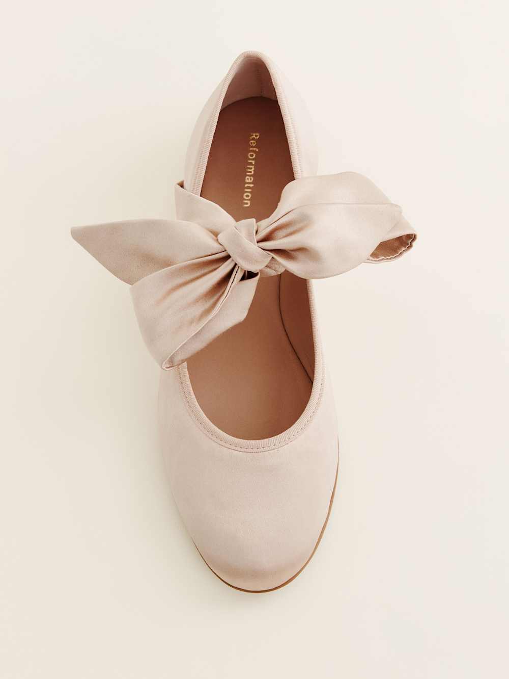 Reformation Talia Ballet Flat - Ballet Pink Satin