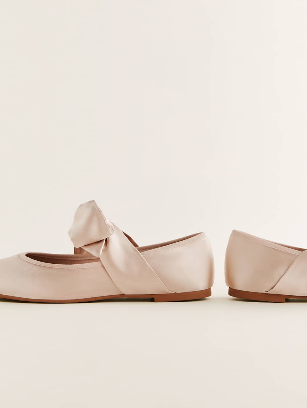 Reformation Talia Ballet Flat - Ballet Pink Satin