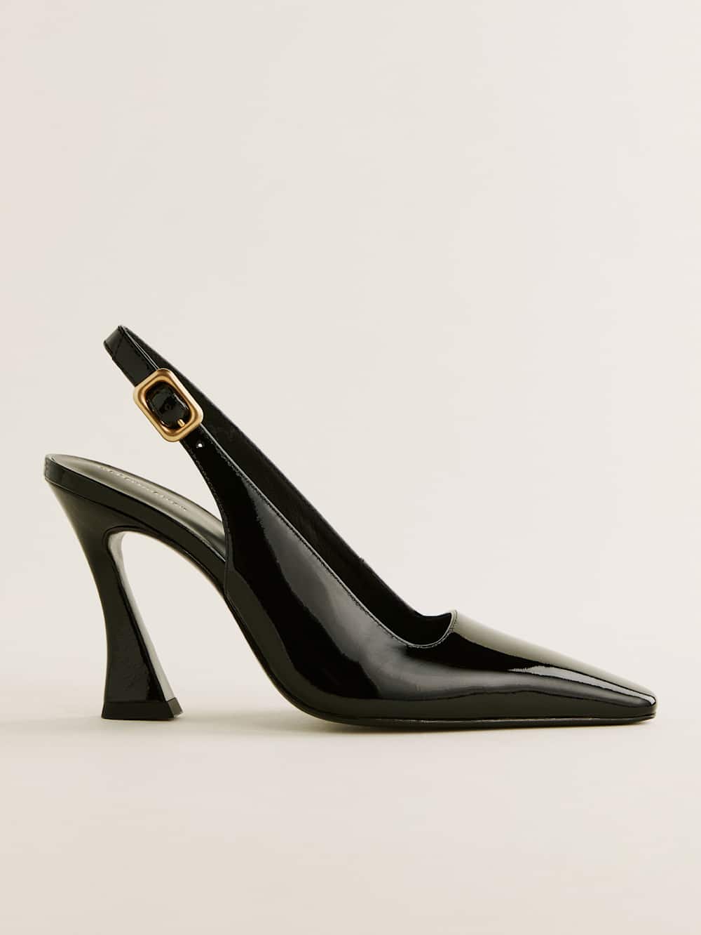 Reformation Nour Heeled Slingback - Black Patent