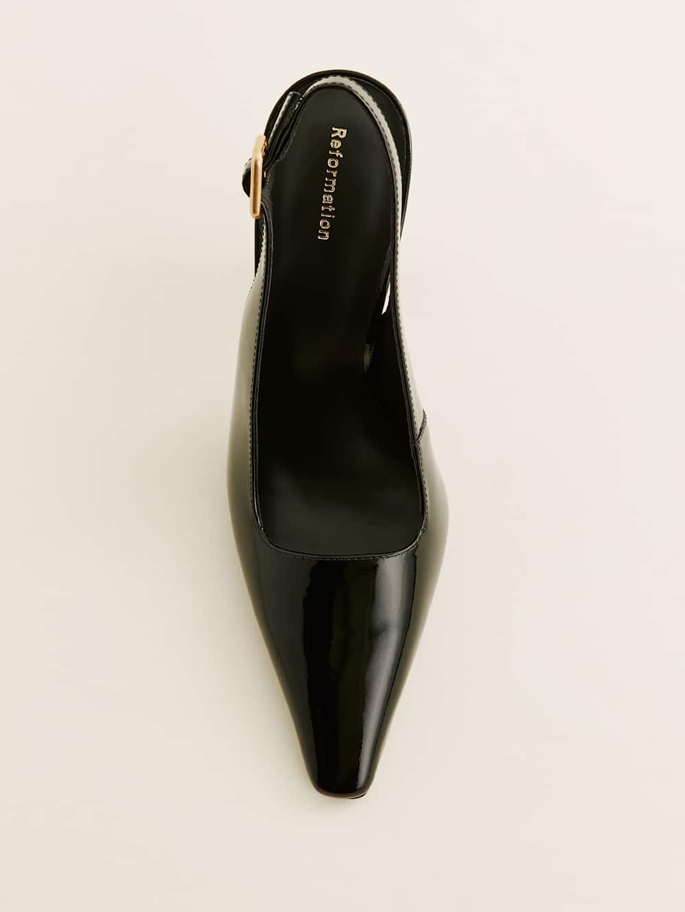 Reformation Nour Heeled Slingback - Black Patent
