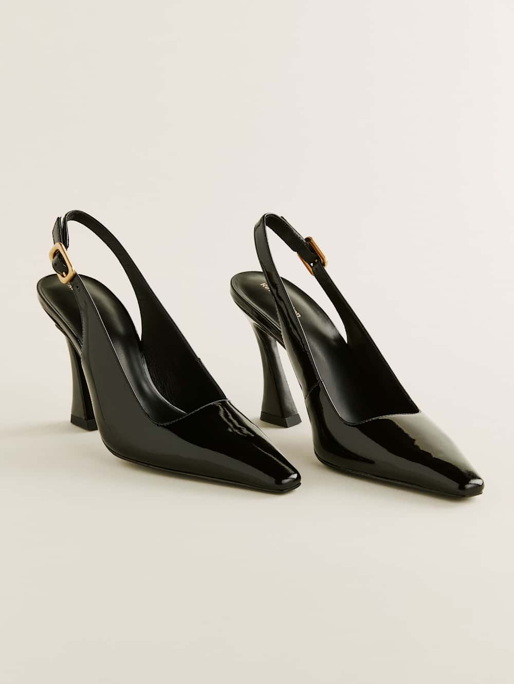 Reformation Nour Heeled Slingback - Black Patent