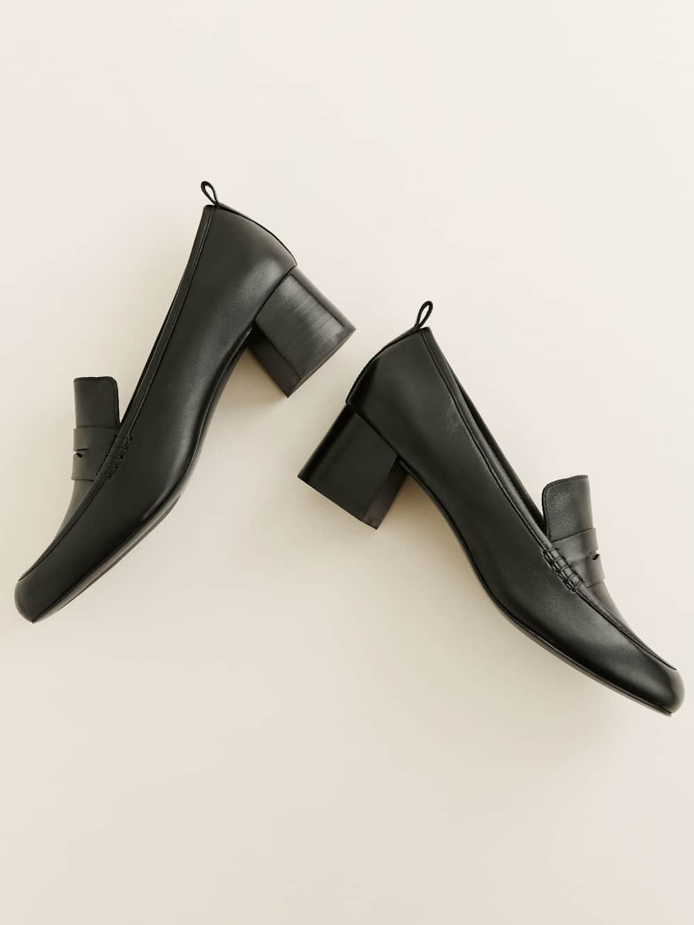 Reformation Franca Heeled Loafer - Black Leather