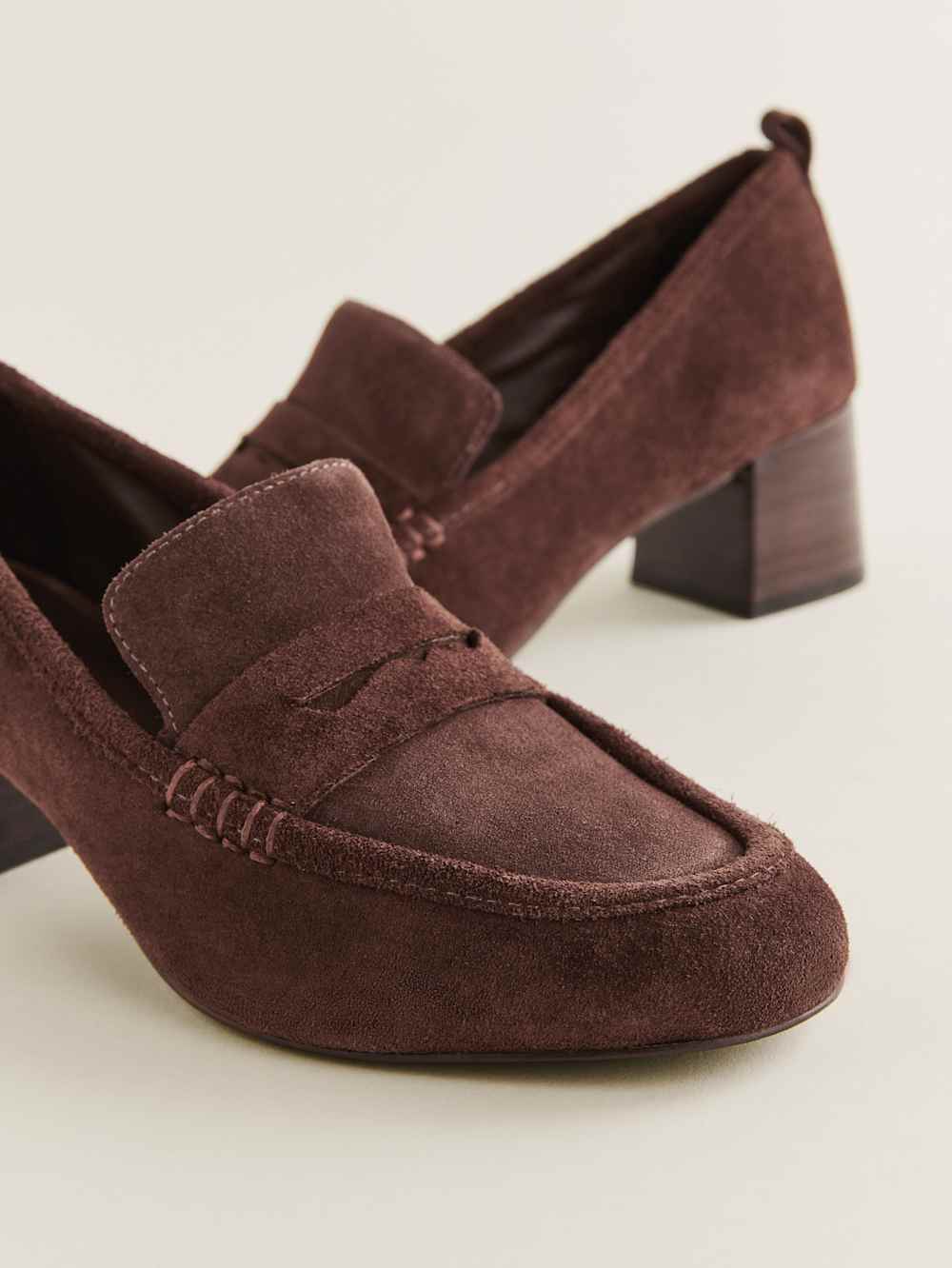 Reformation Franca Heeled Loafer - Espresso Suede