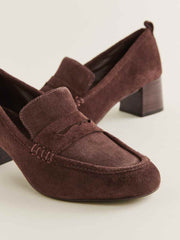 Reformation Franca Heeled Loafer - Espresso Suede