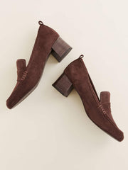 Reformation Franca Heeled Loafer - Espresso Suede