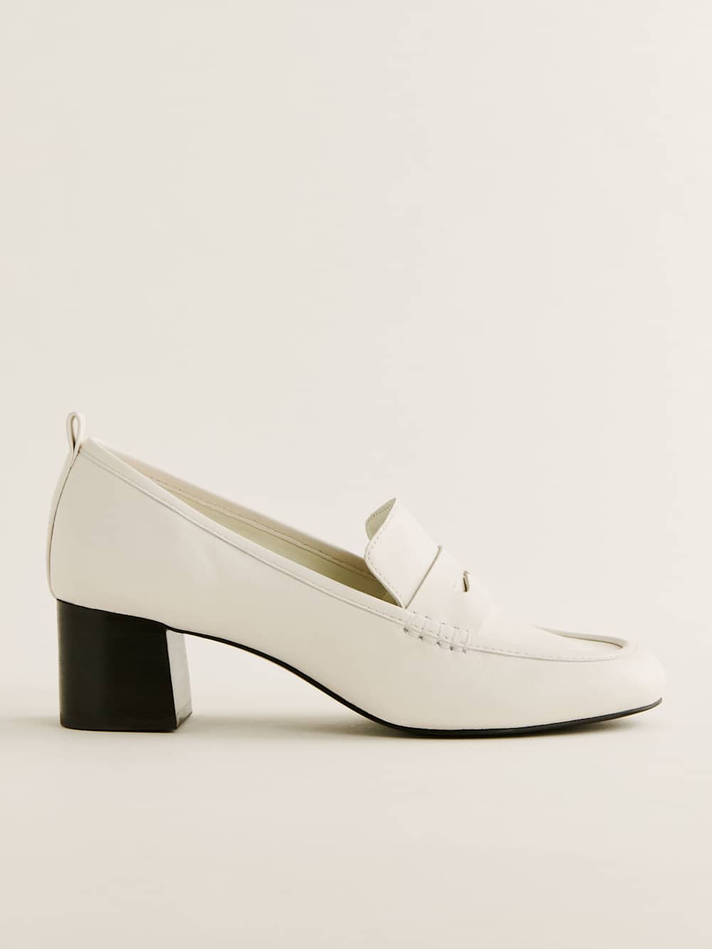 Reformation Franca Heeled Loafer - White Leather