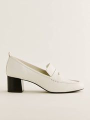 Reformation Franca Heeled Loafer - White Leather
