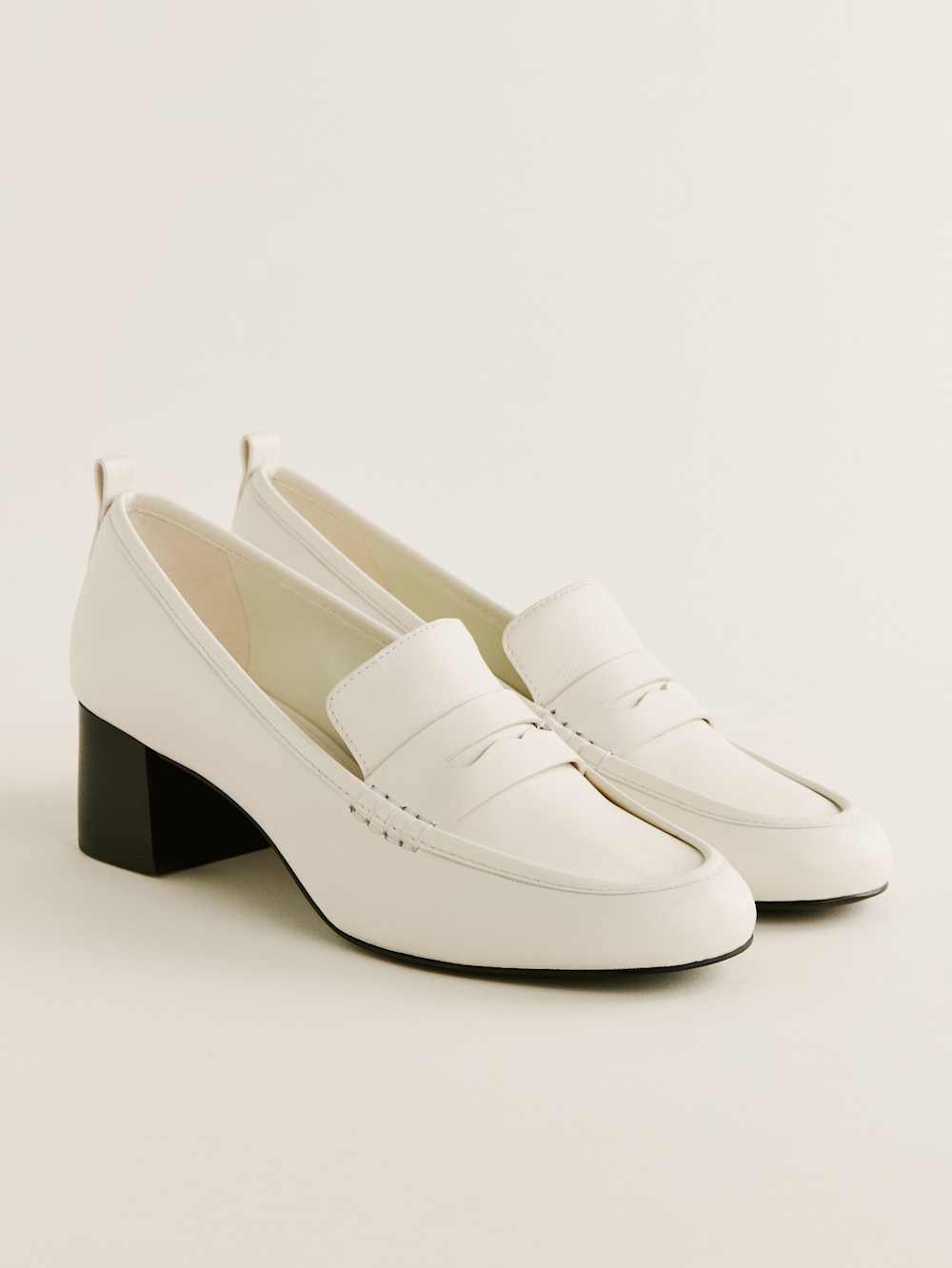 Reformation Franca Heeled Loafer - White Leather