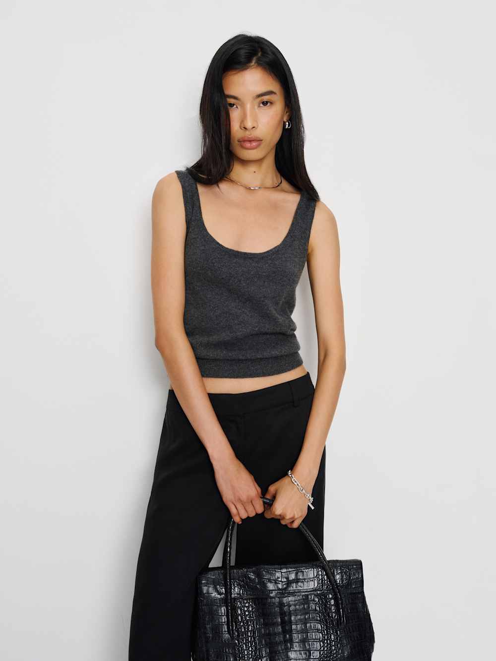 Reformation Monaco Cashmere Reversible Tank - Charcoal