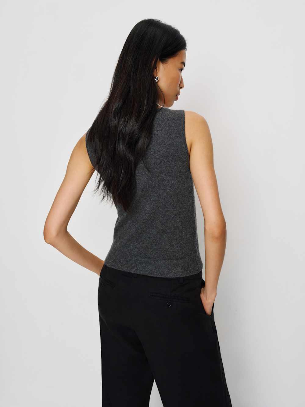 Reformation Monaco Cashmere Reversible Tank - Charcoal