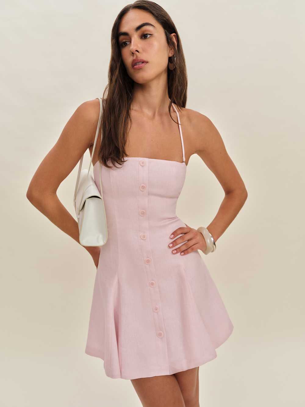 Reformation Derin Linen Dress - Cherry Blossom