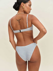 Reformation Makena Bikini Top - Crystal Check White