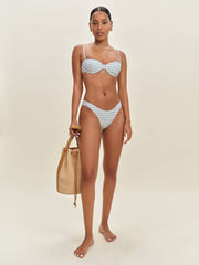 Reformation Makena Bikini Top - Crystal Check White