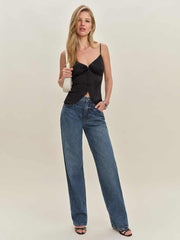 Reformation Lumi Silk Top - Black