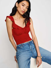Reformation Lemmy Knit Top - Lipstick