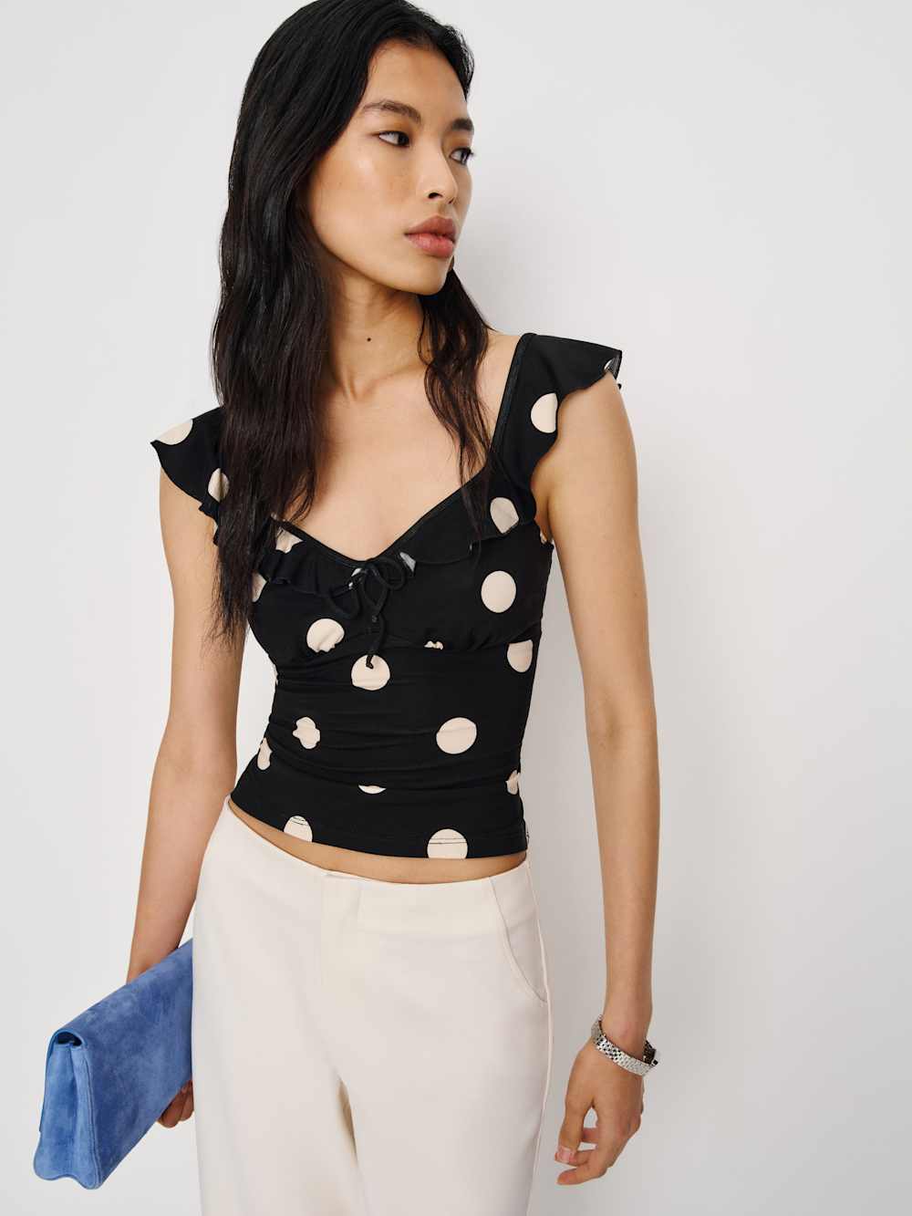 Reformation Lemmy Knit Top - Moon Dot
