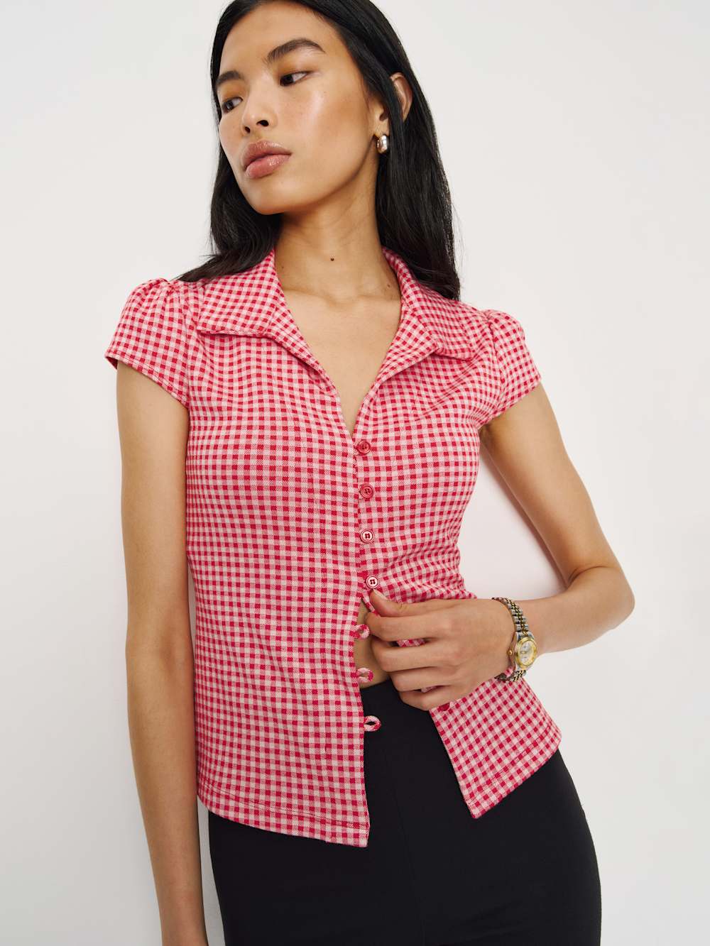 Reformation Jenna Knit Top - Red And Pink