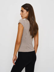 Reformation Jenna Knit Top - Brown And White