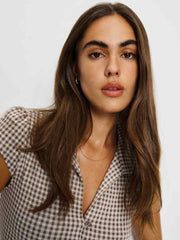 Reformation Jenna Knit Top - Brown And White