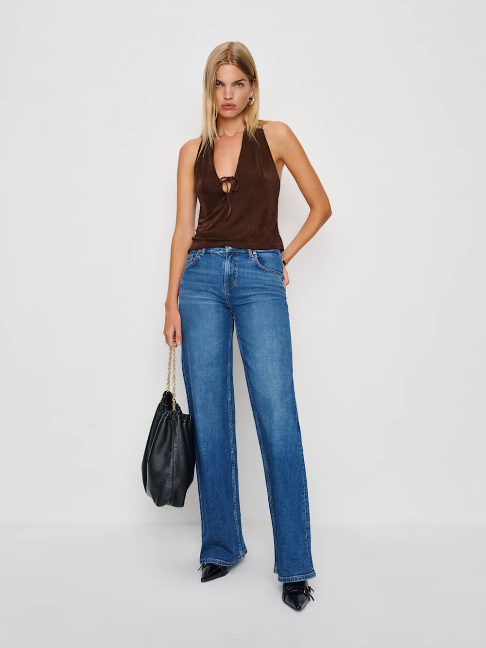 Reformation Aramis Knit Top - Brown