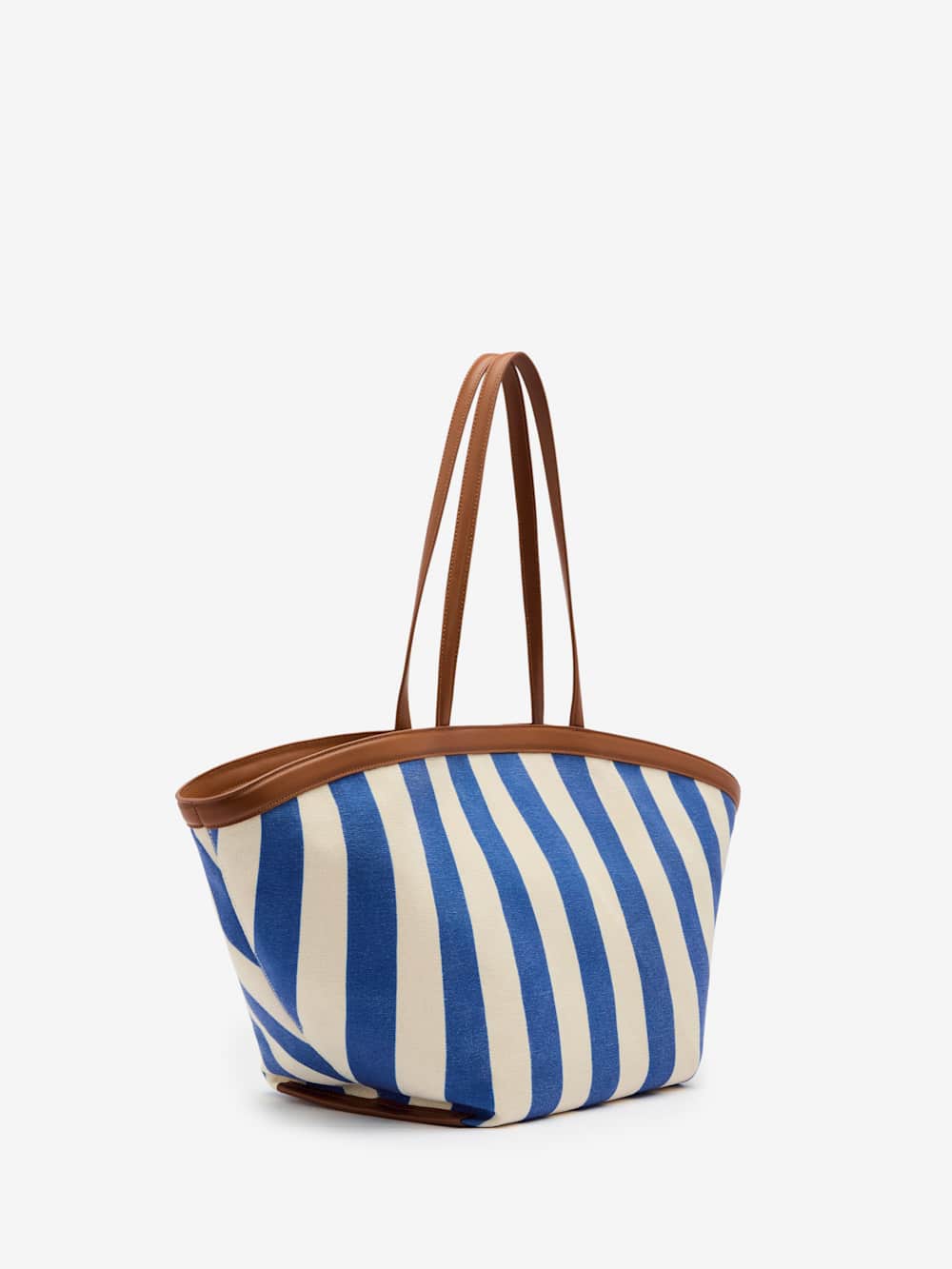 Reformation Lucia Tote Bag - Cassis Blue Stripe Canvas
