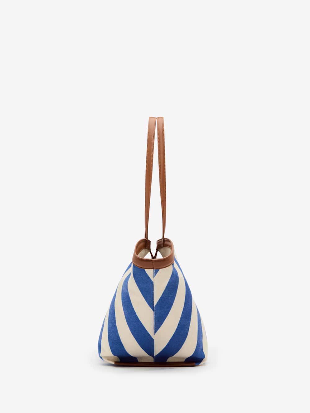 Reformation Lucia Tote Bag - Cassis Blue Stripe Canvas
