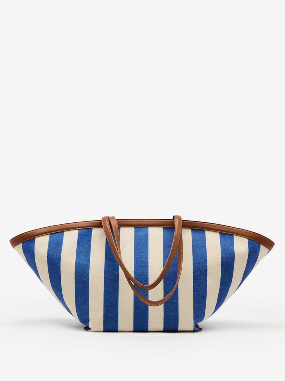 Reformation Lucia Tote Bag - Cassis Blue Stripe Canvas