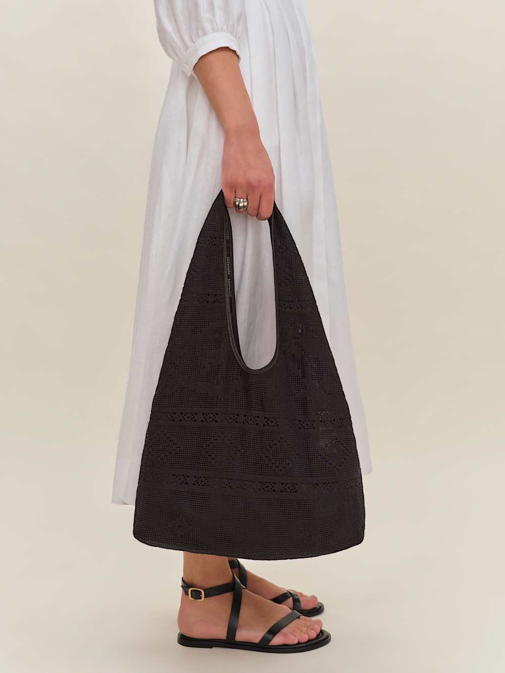 Reformation Aurelia Tote Bag - Black Lace
