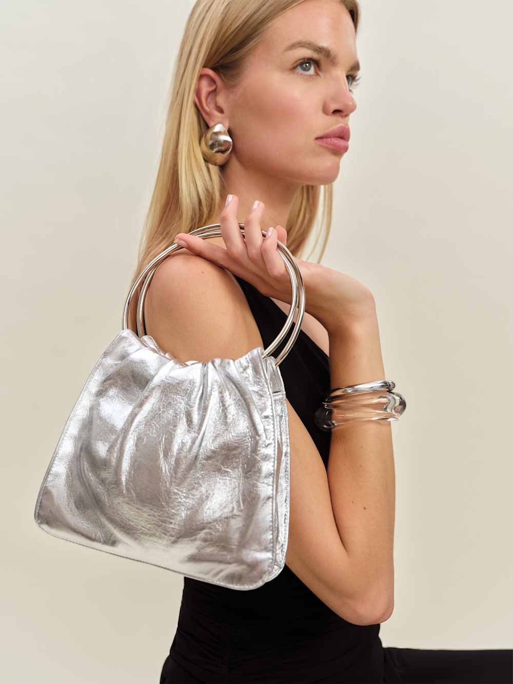 Reformation Liliana Mini Bag - Silver Leather