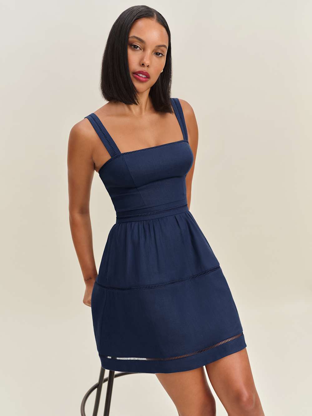 Reformation Everett Mini Linen Dress - Danube