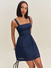 Reformation Everett Mini Linen Dress - Danube