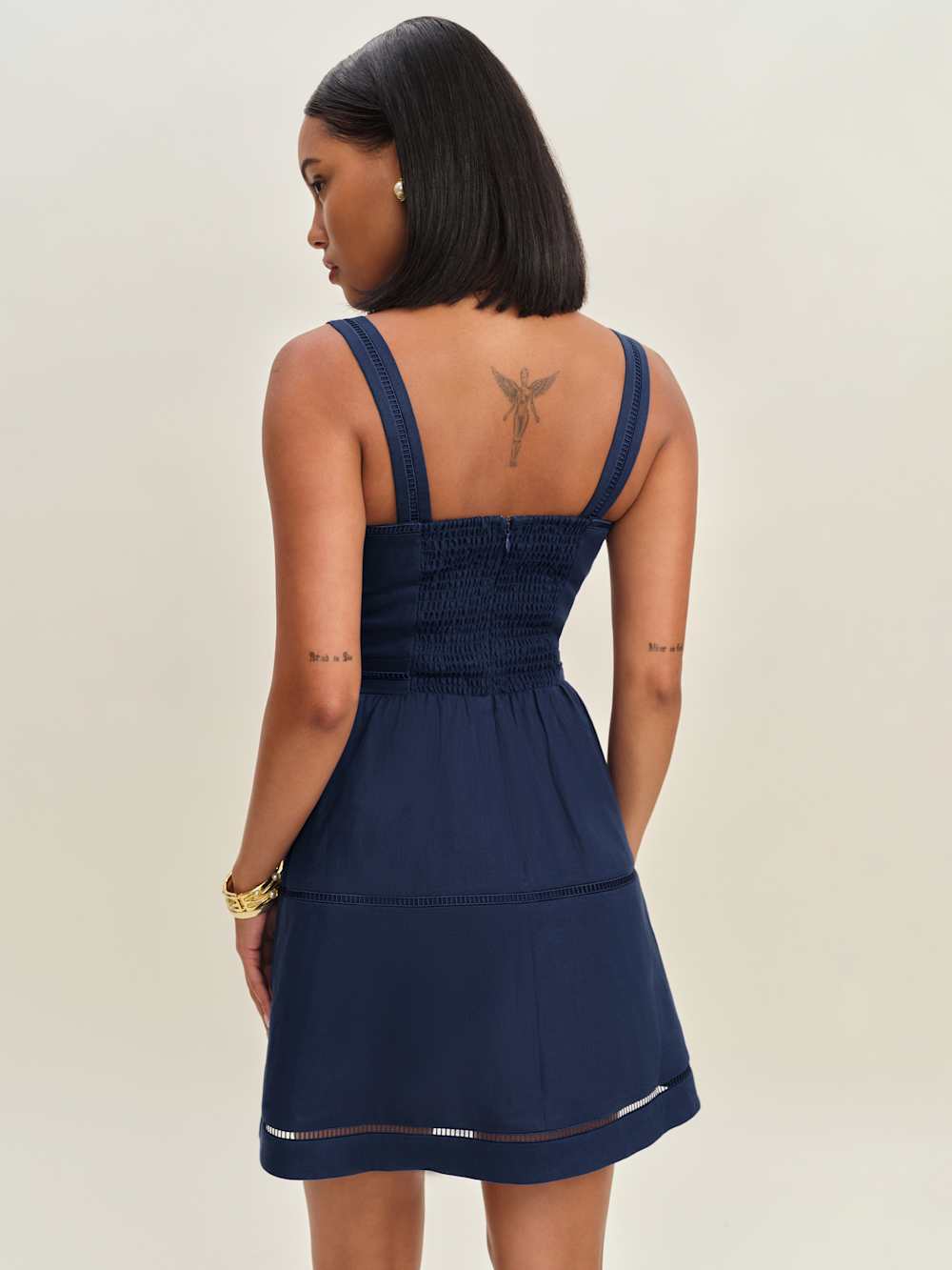 Reformation Everett Mini Linen Dress - Danube
