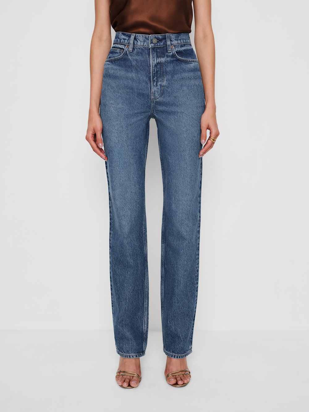 Reformation Harriet High Rise Relaxed Straight Jeans - Pelican
