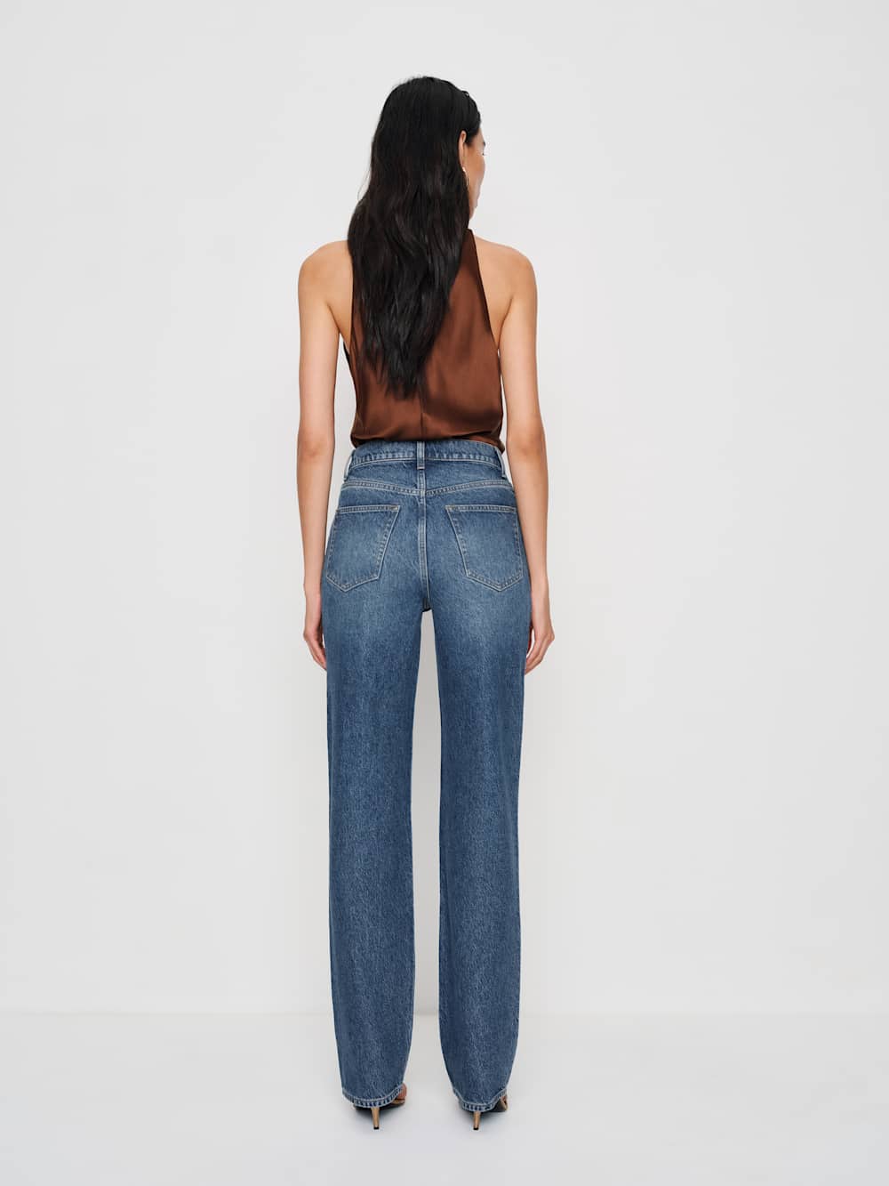 Reformation Harriet High Rise Relaxed Straight Jeans - Pelican
