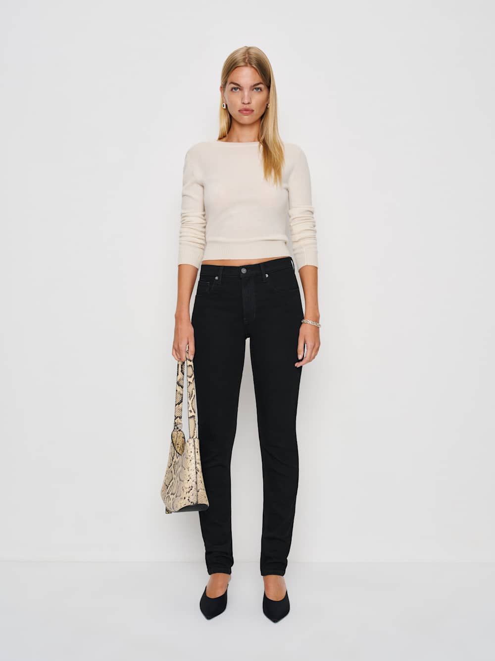 Reformation Christina Mid Rise Super Stretch Skinny Jeans - Black