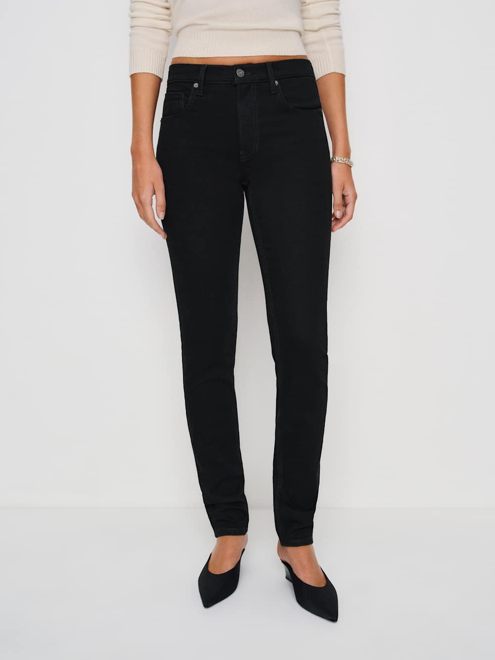 Reformation Christina Mid Rise Super Stretch Skinny Jeans - Black