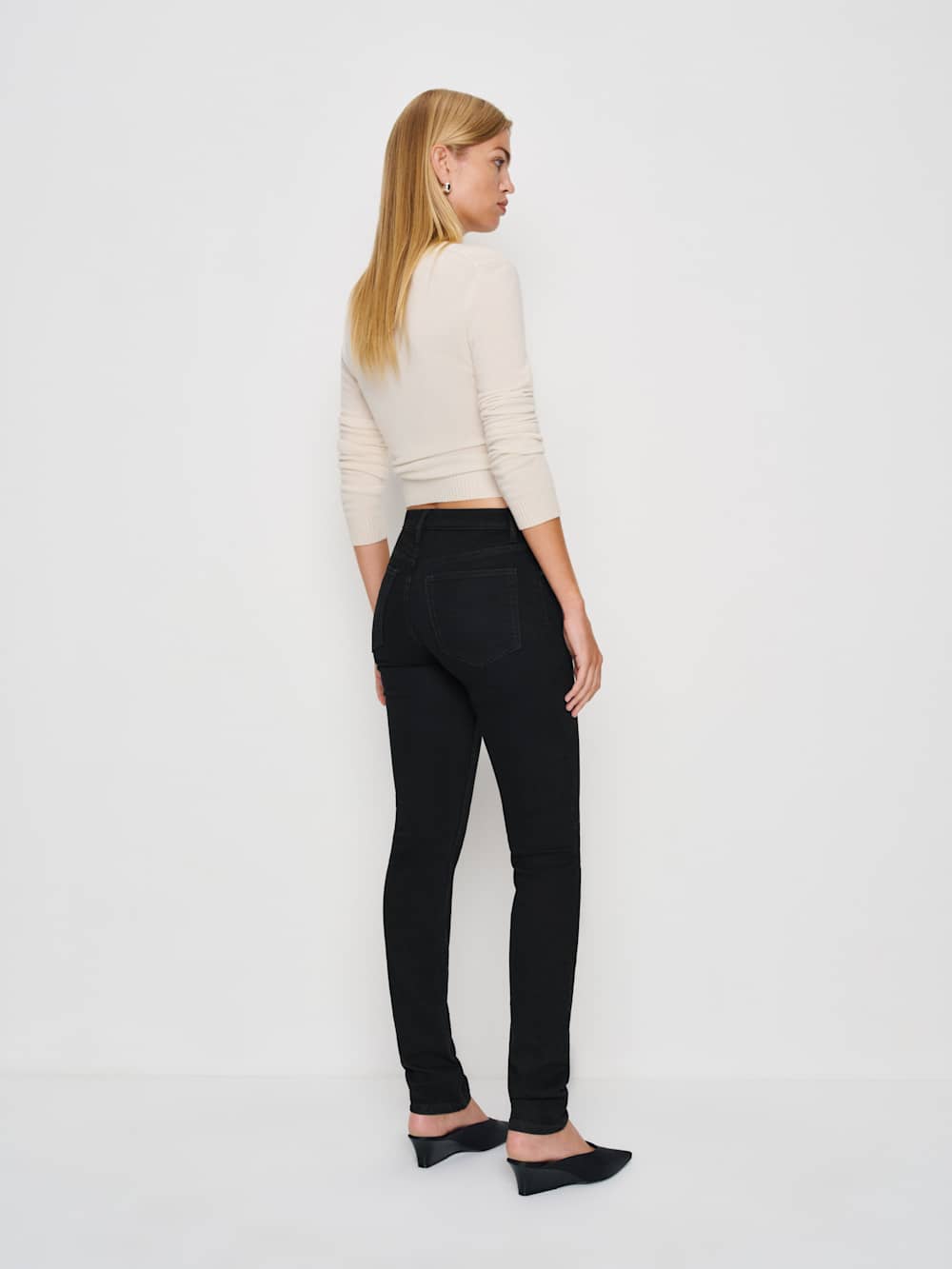 Reformation Christina Mid Rise Super Stretch Skinny Jeans - Black