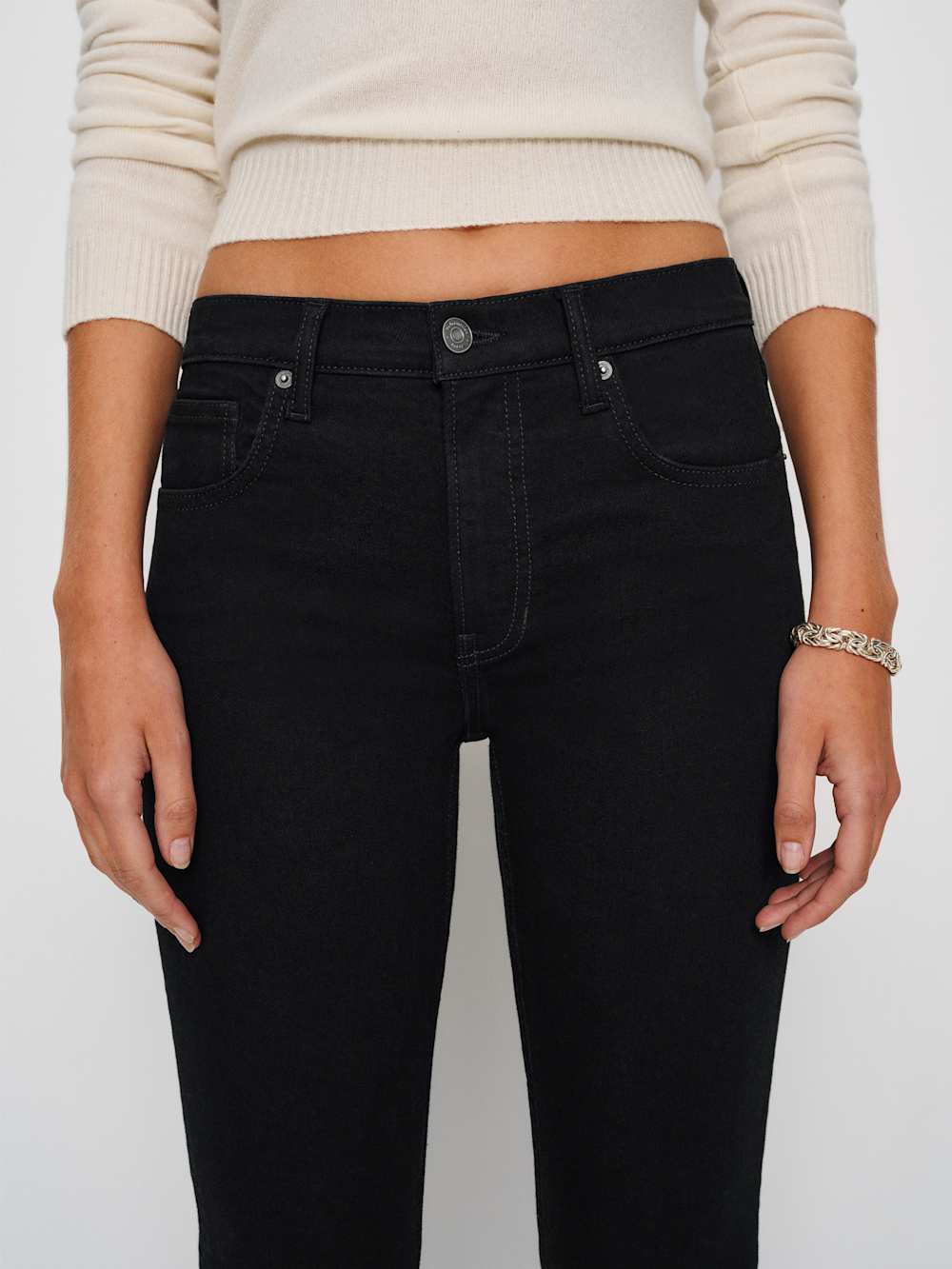 Reformation Christina Mid Rise Super Stretch Skinny Jeans - Black