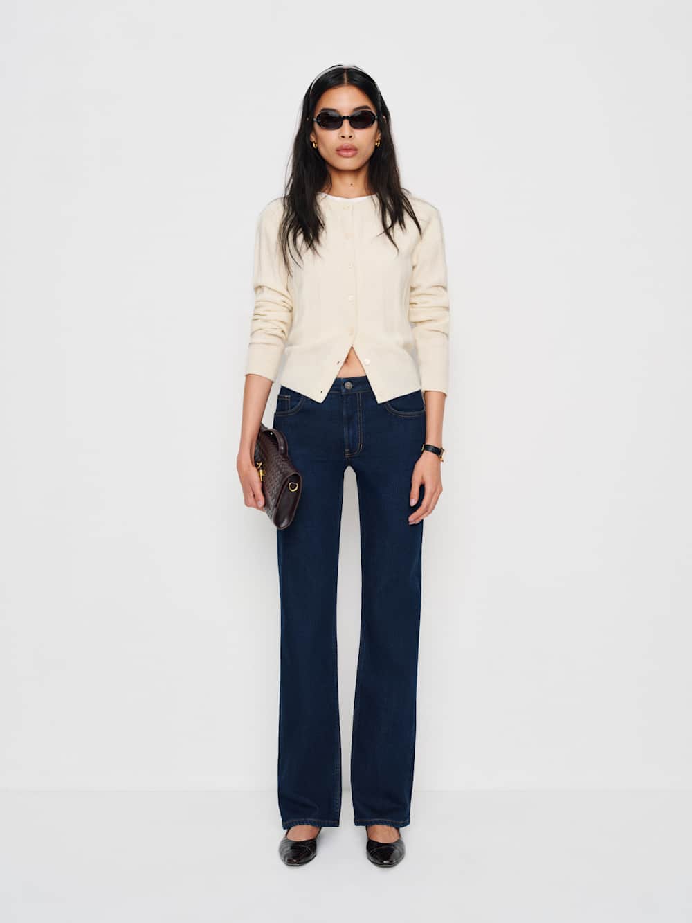 Reformation Elton Mid Rise Super Stretch Straight Jeans - Reservoir