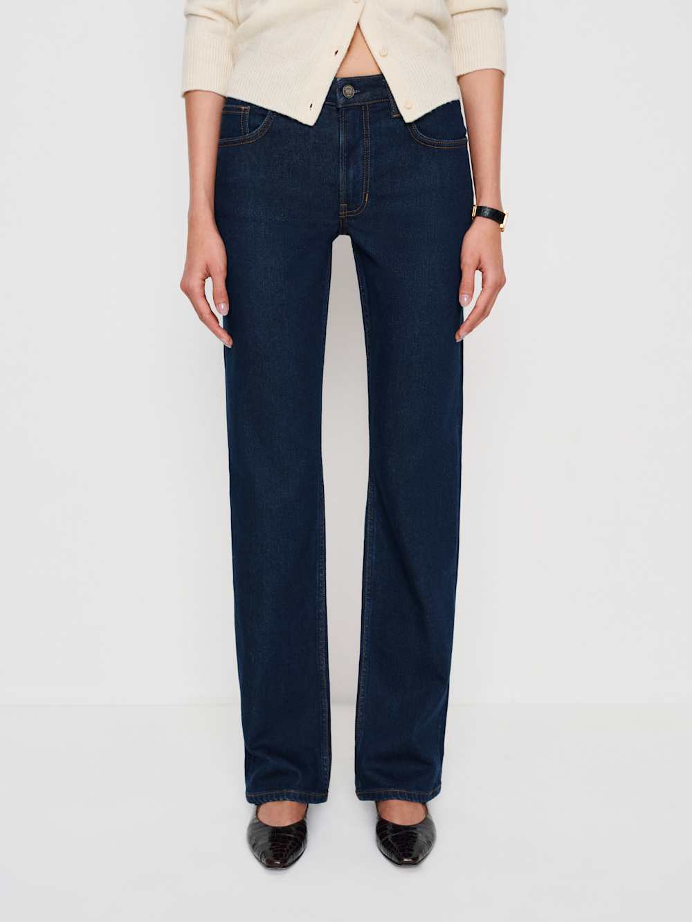 Reformation Elton Mid Rise Super Stretch Straight Jeans - Reservoir