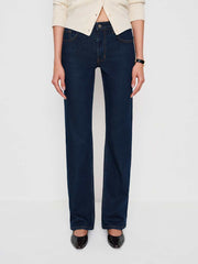 Reformation Elton Mid Rise Super Stretch Straight Jeans - Reservoir